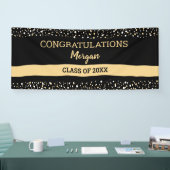 ブラック金ゴールドおめでとうの学名エレガント 横断幕 (トレードショー)