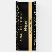 ブラック金ゴールドおめでとうの学名エレガント 横断幕 (縦)