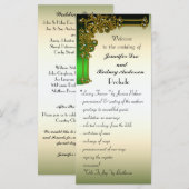 ブラック金ゴールドおよびグリーン結婚式 プログラムラックカード プログラム (正面/裏面)