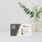 ブラック金ゴールドおよびホワイトQRコード名刺33パック 名刺 (スタンド正面)