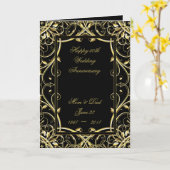 ブラック金ゴールドが50周年を結婚飾る カード (黄色い花)