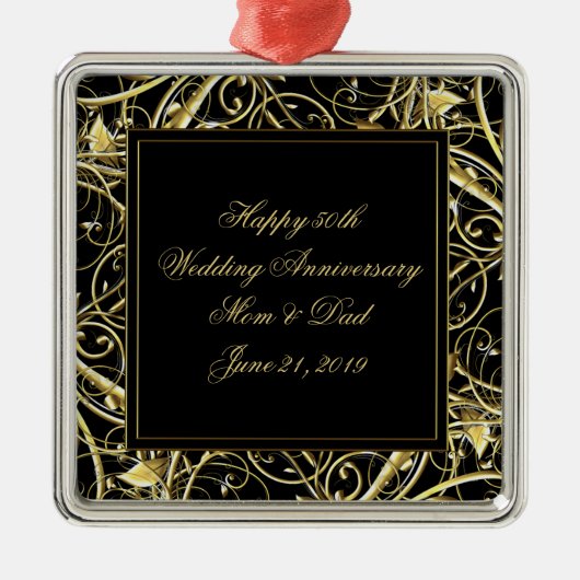 ブラック金ゴールドが50周年を結婚飾る メタルオーナメント (正面)