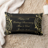 ブラック金ゴールドが50周年を結婚飾る ランバークッション (ブランケット)