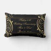 ブラック金ゴールドが50周年を結婚飾る ランバークッション (正面)