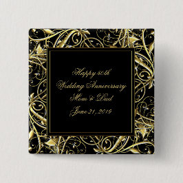 ブラック金ゴールドが50周年を結婚飾る 缶バッジ