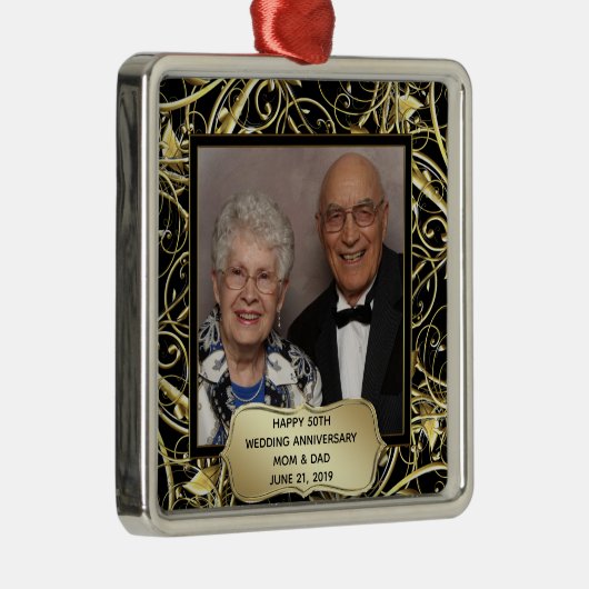 ブラック金ゴールドが50周年記念結婚写真を飾る メタルオーナメント (右)