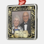 ブラック金ゴールドが50周年記念結婚写真を飾る メタルオーナメント (左)