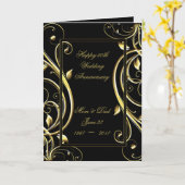 ブラック金ゴールドが50年結婚記念日に栄える カード (黄色い花)