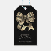 ブラック金ゴールドきらびやかな弓クリスマス ギフトタグ (裏面)