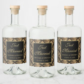 ブラック金ゴールドたった今結婚しましたアールデコ結婚ギャツビー リキュールボトルラベル (ボトル)