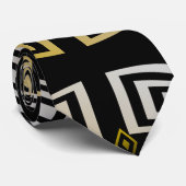 ブラック金ゴールドとシルバーパターン（の模様が）あるカフ ネクタイ (ロール)