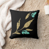 ブラック金ゴールドとティール（緑がかった色）装飾用クッション クッション (ブランケット)