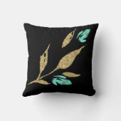 ブラック金ゴールドとティール（緑がかった色）装飾用クッション クッション (裏面)