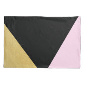 ブラック金ゴールドとピンクカラーブロックグラモダンム三角形 枕カバー (裏面)