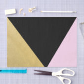 ブラック金ゴールドとピンクカラーブロックグラモダンム三角形 薄葉紙 (クラフト)