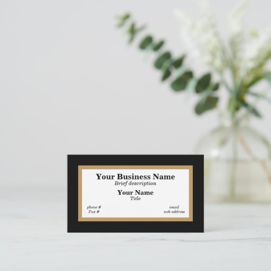 ブラック金ゴールドとホワイトミニマリストの汎用 名刺 (スタンド正面)