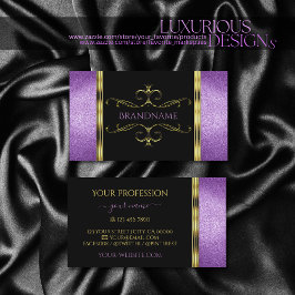 ブラック金ゴールドと紫グリッター装飾品華美 名刺