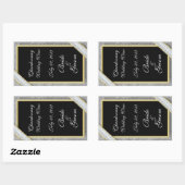 ブラック金ゴールドと結婚ダイヤモンドのワインラベル 長方形シール (シート)