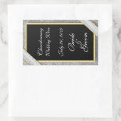 ブラック金ゴールドと結婚ダイヤモンドのワインラベル 長方形シール (バッグ)