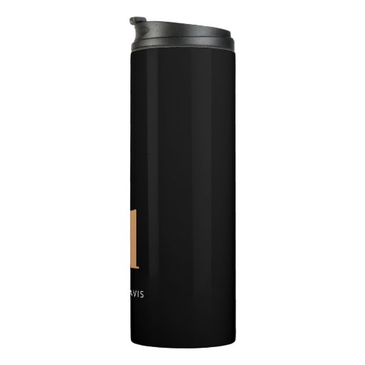 ブラック金ゴールドはっきりしたモノグラム名モダン タンブラー (回転右)