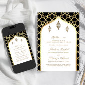 ブラック金ゴールドぶら下がったランタンムスリム結婚ズ 招待状