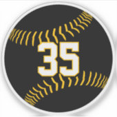 ブラック金ゴールドまたはANYチームカラー野球ソフトボール シール (正面)