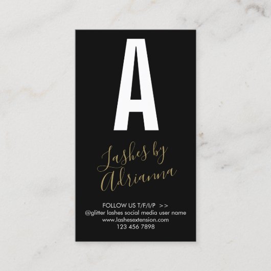 ブラック金ゴールドアイコン化粧ラッシュエクステンションアフターケア 名刺 (正面)