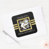 ブラック金ゴールドアイススケートで滑る/姿スケートで滑るの好意 スクエアシール (封筒)