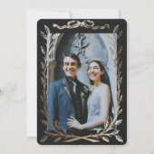 ブラック金ゴールドアイビーオーナメント結婚式招待状 招待状 (裏面)