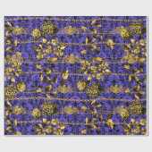 ブラック金ゴールドアカントゥスリーフチェーンフローラ金ゴールド紫 ラッピングペーパー (フラット)