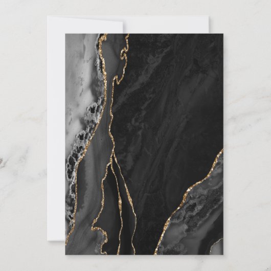 ブラック金ゴールドアガテサプライズ50誕生日 招待状 (裏面)