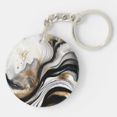 ブラック金ゴールドアクリルキーチェーン キーホルダー (裏面)