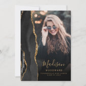 ブラック金ゴールドアゲイト暗い写真グラッド発表 招待状 (正面)