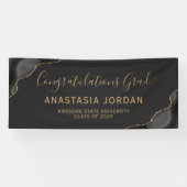 ブラック金ゴールドアゲイト暗黙祝い卒業 横断幕 (横)