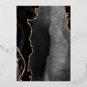 ブラック金ゴールドアゲテモダンダーク結婚ズ 箔招待状 (裏面)