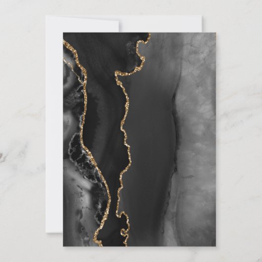 ブラック金ゴールドアゲテ結婚ダークのリハーサルディナー 招待状 (裏面)