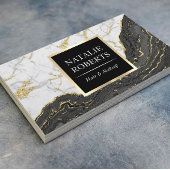 ブラック金ゴールドアゲモダンート大理石ヘアメイクアップアーティスト 名刺