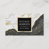 ブラック金ゴールドアゲモダンート大理石ヘアメイクアップアーティスト 名刺 (正面)