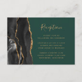 ブラック金ゴールドアゲートエメラルドグリーンウェディングレセプション エンクロージャーカード (正面)