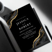 ブラック金ゴールドアゲートマーブルエレガントウェディング招待状 招待状