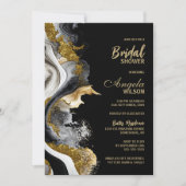 ブラック金ゴールドアゲートマーブルブライダルシャワー 招待状 (正面)