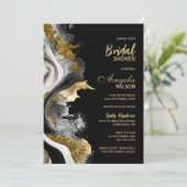 ブラック金ゴールドアゲートマーブルブライダルシャワー 招待状 (スタンド正面)
