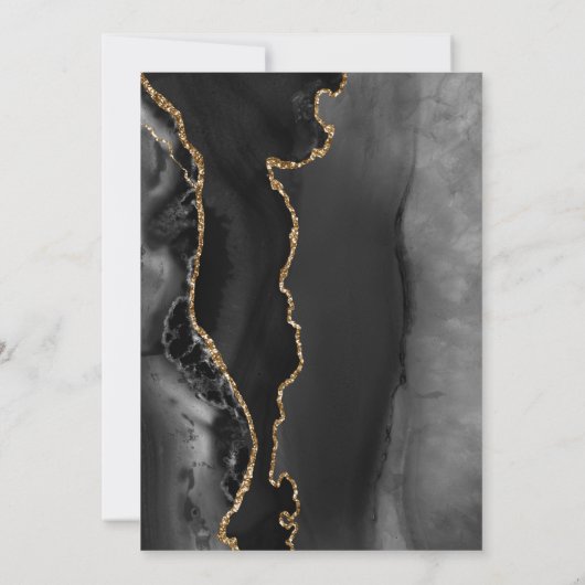 ブラック金ゴールドアゲートマーブル結婚ズ 招待状 (裏面)