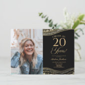 ブラック金ゴールドアゲート写真20thバースデーパーティー 招待状 (スタンド正面)