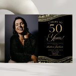 ブラック金ゴールドアゲート写真50thバースデーパーティー 招待状<br><div class="desc">ブラック金ゴールドエレガントアゲート写真カスタム写真50th Birthday Party Invitation!</div>