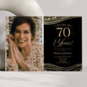 ブラック金ゴールドアゲート写真70thバースデーパーティー 招待状
