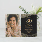ブラック金ゴールドアゲート写真80thバースデーパーティー 招待状 (スタンド正面)