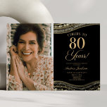 ブラック金ゴールドアゲート写真80thバースデーパーティー 招待状<br><div class="desc">黒金ゴールドアゲエレガントート写真カスタム写真80th Birthday Party招待状！</div>