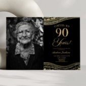ブラック金ゴールドアゲート写真90thバースデーパーティー 招待状