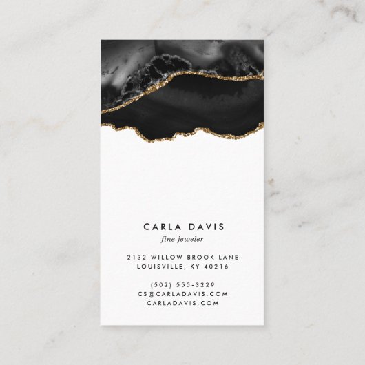 ブラック金ゴールドアゲート大理石イヤリングジュエリーディスプレイ 名刺 (裏面)